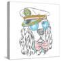 Spaniel in the Captain's Cap. Vector Illustration of a Dog.-Vitaly Grin-Stretched Canvas