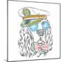 Spaniel in the Captain's Cap. Vector Illustration of a Dog.-Vitaly Grin-Mounted Art Print