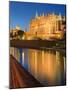 Spanien, Balearen, Insel Mallorca, Palma, Kathedrale La Seu, Beleuchtung, Abend-Klaus Siepmann-Mounted Photographic Print