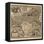 Spanish America, 16th century map-Science Source-Framed Stretched Canvas