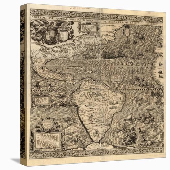 Spanish America, 16th century map-Science Source-Stretched Canvas