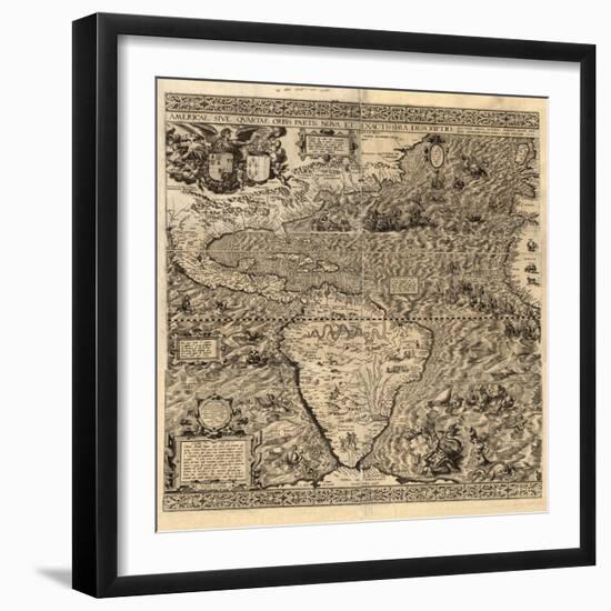 Spanish America, 16th century map-Science Source-Framed Giclee Print