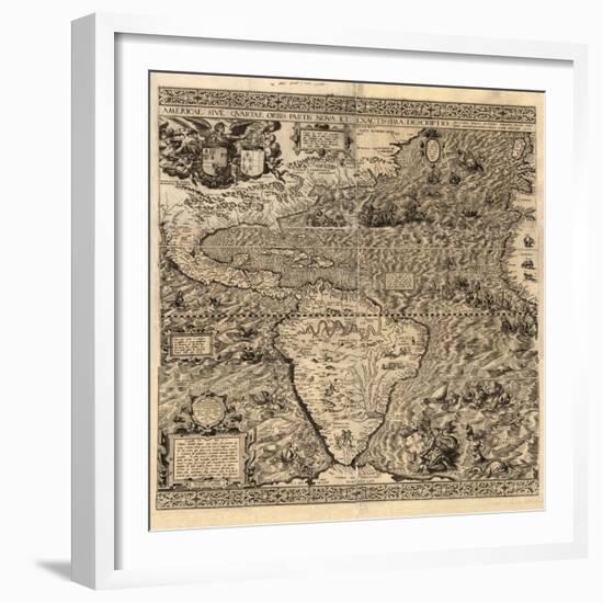 Spanish America, 16th century map-Science Source-Framed Giclee Print