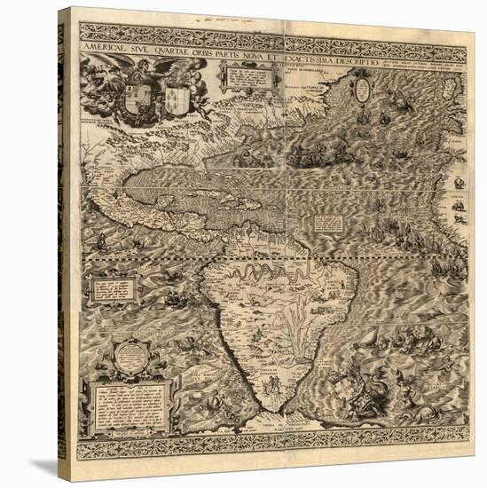 Spanish America, 16th century map-Science Source-Stretched Canvas