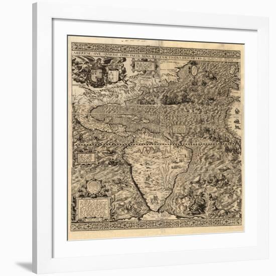 Spanish America, 16th century map-Science Source-Framed Giclee Print