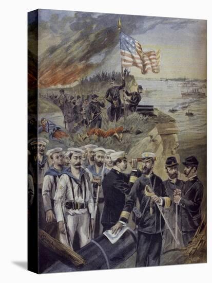 Spanish-American War, Landing at Guantanamo, Cuba, Illustration from 'Le Petit Journal'-Fortune Louis Meaulle-Stretched Canvas