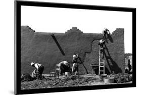 Spanish-American Women Replastering an Adobe House-Russell Lee-Mounted Art Print