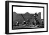 Spanish-American Women Replastering an Adobe House-Russell Lee-Framed Premium Giclee Print