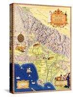 Spanish and Mexican Ranchos of Los Angeles - Panoramic Map-Lantern Press-Stretched Canvas