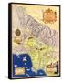 Spanish and Mexican Ranchos of Los Angeles - Panoramic Map-Lantern Press-Framed Stretched Canvas