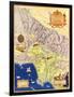 Spanish and Mexican Ranchos of Los Angeles - Panoramic Map-Lantern Press-Framed Art Print