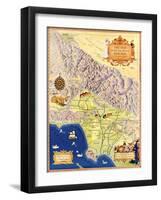 Spanish and Mexican Ranchos of Los Angeles - Panoramic Map-Lantern Press-Framed Art Print