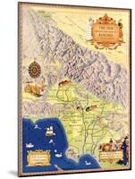 Spanish and Mexican Ranchos of Los Angeles - Panoramic Map-Lantern Press-Mounted Art Print