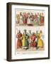 Spanish and Moorish Dress, c.1300, from Trachten Der Voelker, 1864-Albert Kretschmer-Framed Giclee Print