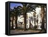 Spanish Architecture and Palm Trees, Tarifa, Andalucia, Spain-D H Webster-Framed Stretched Canvas