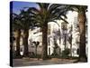 Spanish Architecture and Palm Trees, Tarifa, Andalucia, Spain-D H Webster-Stretched Canvas