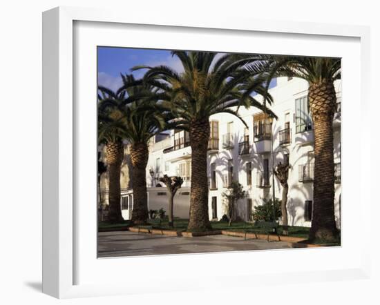 Spanish Architecture and Palm Trees, Tarifa, Andalucia, Spain-D H Webster-Framed Photographic Print