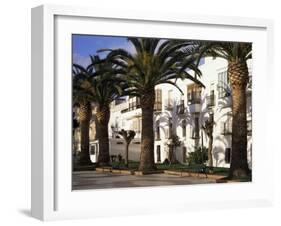 Spanish Architecture and Palm Trees, Tarifa, Andalucia, Spain-D H Webster-Framed Photographic Print