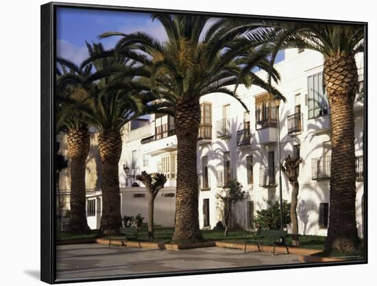 Spanish Architecture and Palm Trees, Tarifa, Andalucia, Spain-D H Webster-Framed Photographic Print