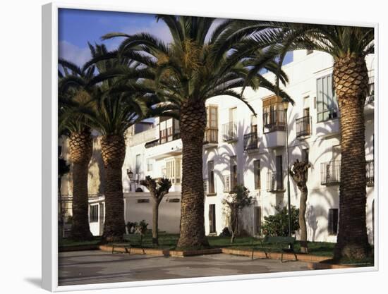 Spanish Architecture and Palm Trees, Tarifa, Andalucia, Spain-D H Webster-Framed Photographic Print