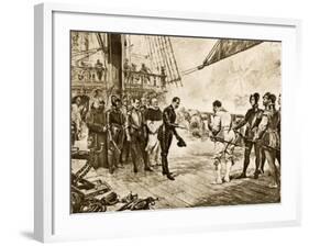 Spanish Armada's Admiral Surrenders His Sword to Francis Drake, c.1588-null-Framed Photographic Print