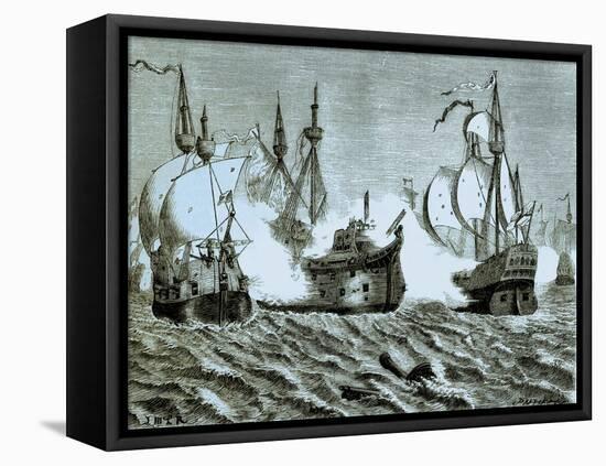 Spanish Armada-Edward Dalziel-Framed Stretched Canvas