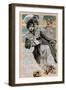 Spanish Art Nouveau Girl With Catalog-Camps-Framed Art Print