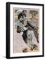 Spanish Art Nouveau Girl With Catalog-Camps-Framed Art Print