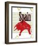 Spanish Bull On Grungy Background-elfivetrov-Framed Art Print