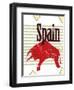 Spanish Bull On Grungy Background-elfivetrov-Framed Art Print