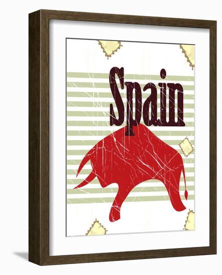 Spanish Bull On Grungy Background-elfivetrov-Framed Art Print