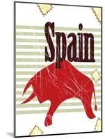 Spanish Bull On Grungy Background-elfivetrov-Mounted Art Print