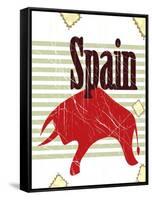 Spanish Bull On Grungy Background-elfivetrov-Framed Stretched Canvas