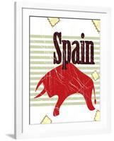 Spanish Bull On Grungy Background-elfivetrov-Framed Art Print