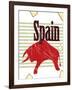 Spanish Bull On Grungy Background-elfivetrov-Framed Art Print