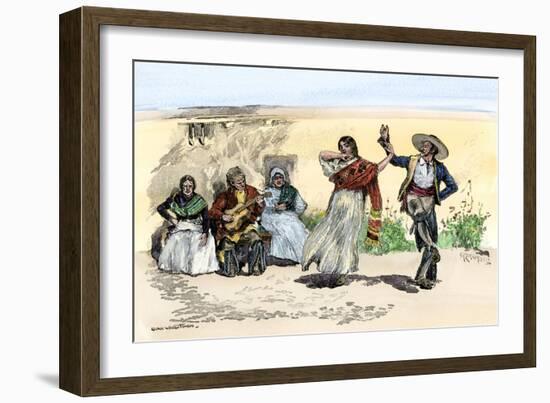 Spanish Californians or Mexicans Dancing the Fandango, 1800s-null-Framed Giclee Print