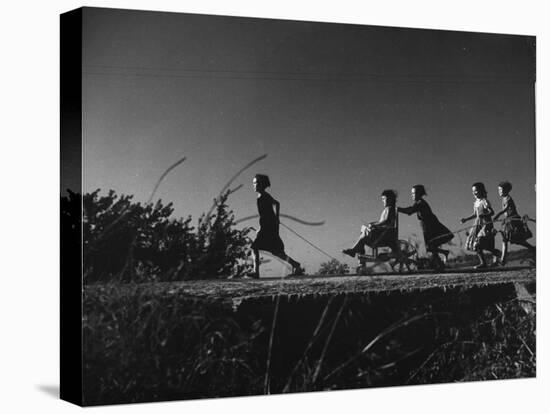 Spanish Children Playing-null-Stretched Canvas