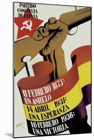 Spanish Civil War Poster for the Communist Party-Josep Renau-Mounted Art Print
