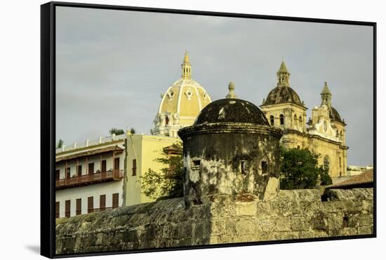 Spanish Colonial Walls and Fortifications, Cartagena, Colombia-Jerry Ginsberg-Framed Stretched Canvas