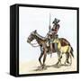 Spanish Conquistador on a Horse with Foal - the Origin of the Horse in Colonial America-null-Framed Stretched Canvas