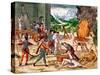 Spanish Conquistadors Torturing American Indians, 1539-1542-null-Stretched Canvas