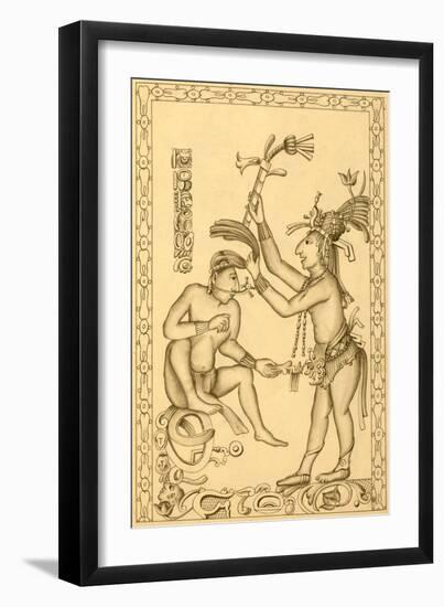 Spanish Explorer Drawings Of Mayan People From Archaeology-Ricardi Almendariz-Framed Art Print