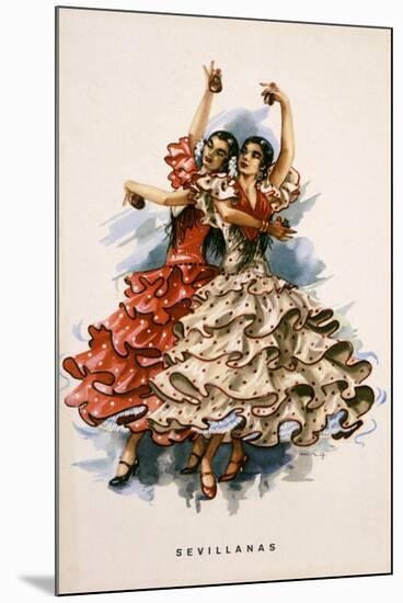 Spanish Flamenco Dancers-null-Mounted Art Print