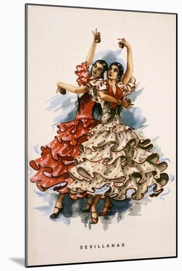 Spanish Flamenco Dancers-null-Mounted Art Print