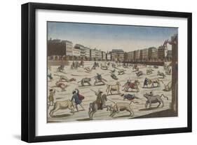 Spanish for Racing in the Great Plaza Mayor in Madrid-null-Framed Giclee Print