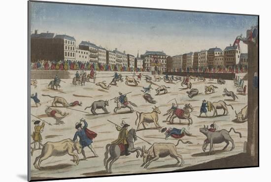 Spanish for Racing in the Great Plaza Mayor in Madrid-null-Mounted Giclee Print