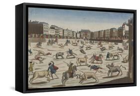 Spanish for Racing in the Great Plaza Mayor in Madrid-null-Framed Stretched Canvas