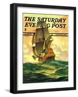 "Spanish Galleon," Saturday Evening Post Cover, March 30, 1935-Anton Otto Fischer-Framed Giclee Print