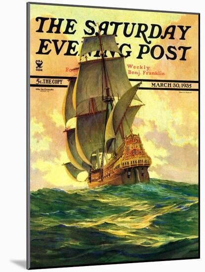 "Spanish Galleon," Saturday Evening Post Cover, March 30, 1935-Anton Otto Fischer-Mounted Giclee Print