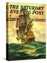 "Spanish Galleon," Saturday Evening Post Cover, March 30, 1935-Anton Otto Fischer-Stretched Canvas
